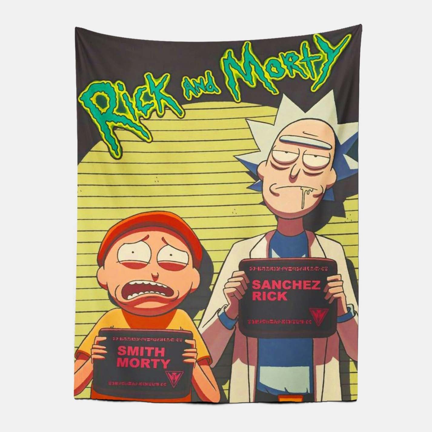 Anime Rick and Morty Mugshot Tapestry-Taspetry-Wallarts Lab-100cm * 150cm-Monkey Ninja