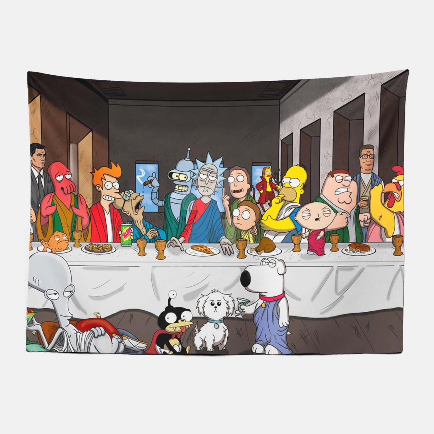 The Last Supper of Rick and Morty Tapestry-Taspetry-Wallarts Lab-100cm * 150cm-Monkey Ninja