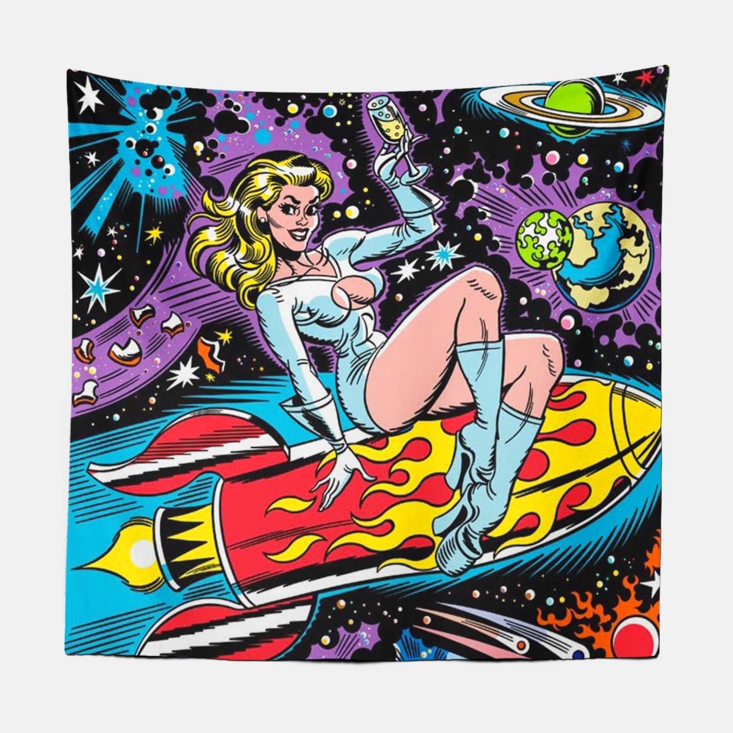 American Vintage Space Girl Tapestry-Taspetry-Wallarts Lab-150cm * 150cm-Monkey Ninja