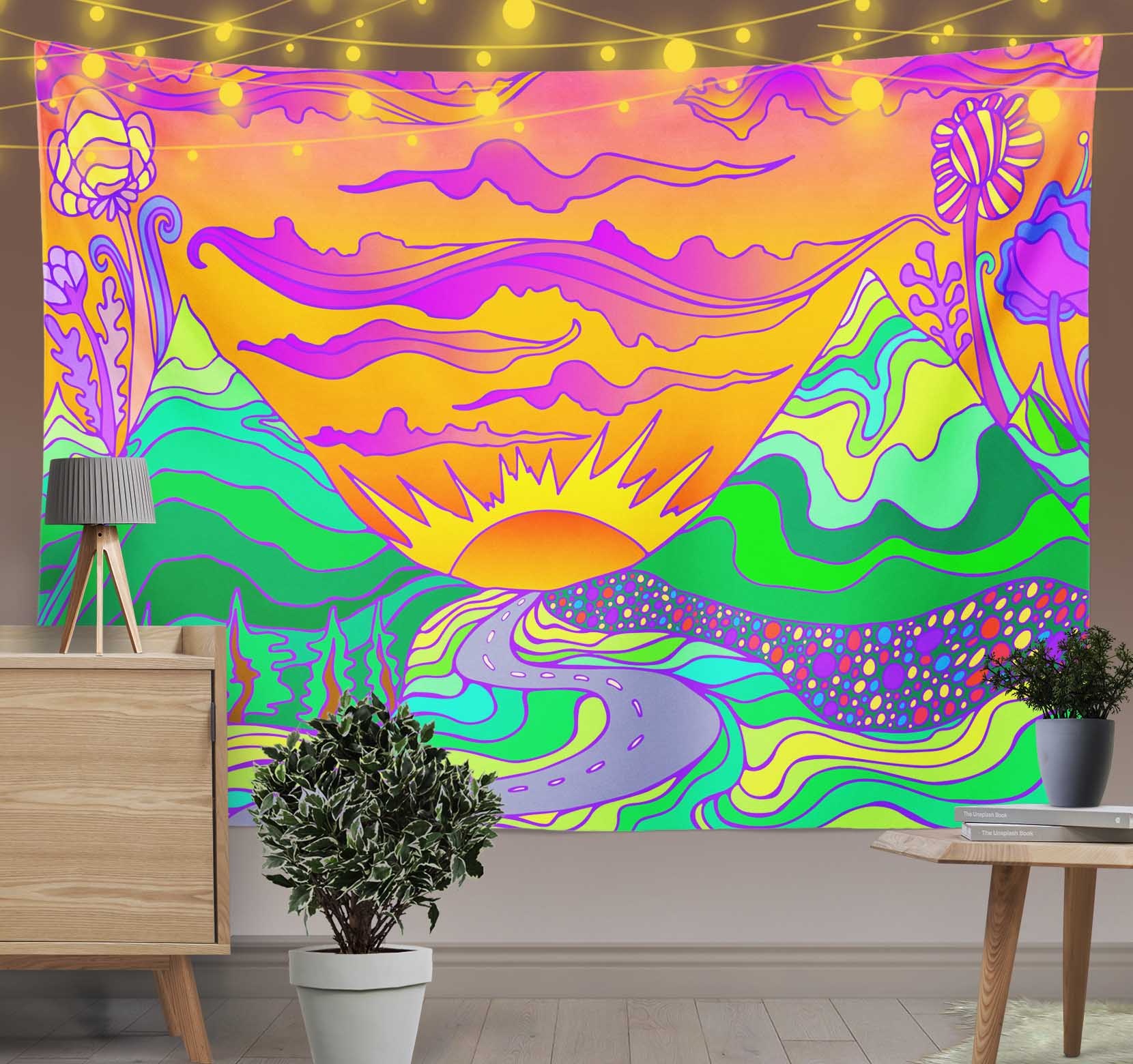 Psychedelic Mountain Sunrise Tapestry-Taspetry-Wallarts Lab-100cm * 150cm-Monkey Ninja
