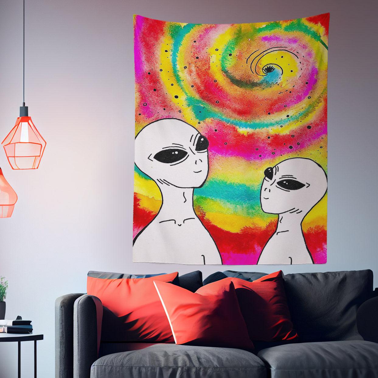 Tie Dye Alien Tapestry-Taspetry-Wallarts Lab-100cm * 150cm-Monkey Ninja