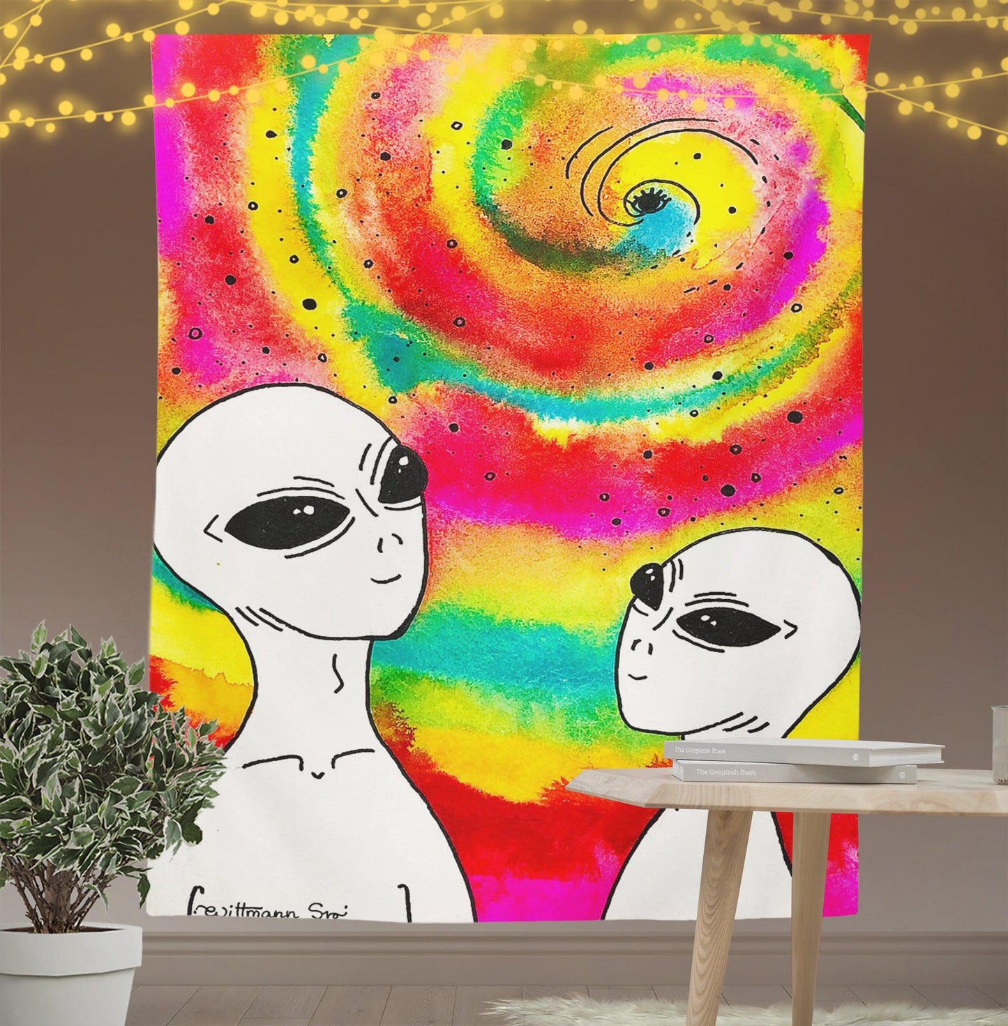 Tie Dye Alien Tapestry-Taspetry-Wallarts Lab-100cm * 150cm-Monkey Ninja