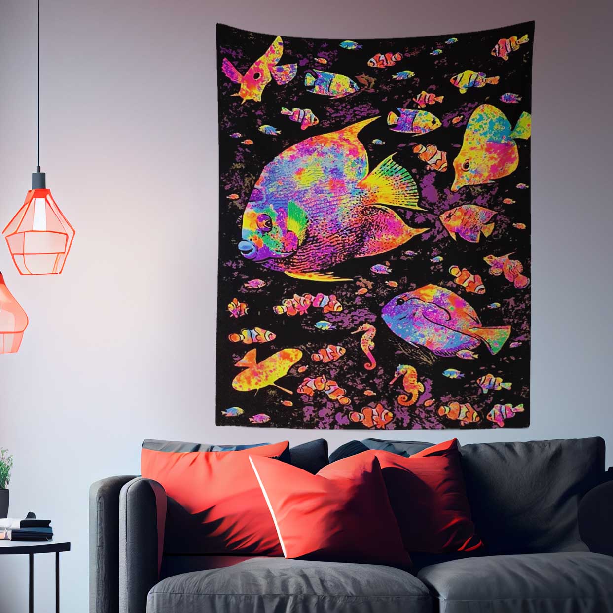 Psychedelic Sea Fish Tapestry-Taspetry-Wallarts Lab-100cm * 150cm-Monkey Ninja