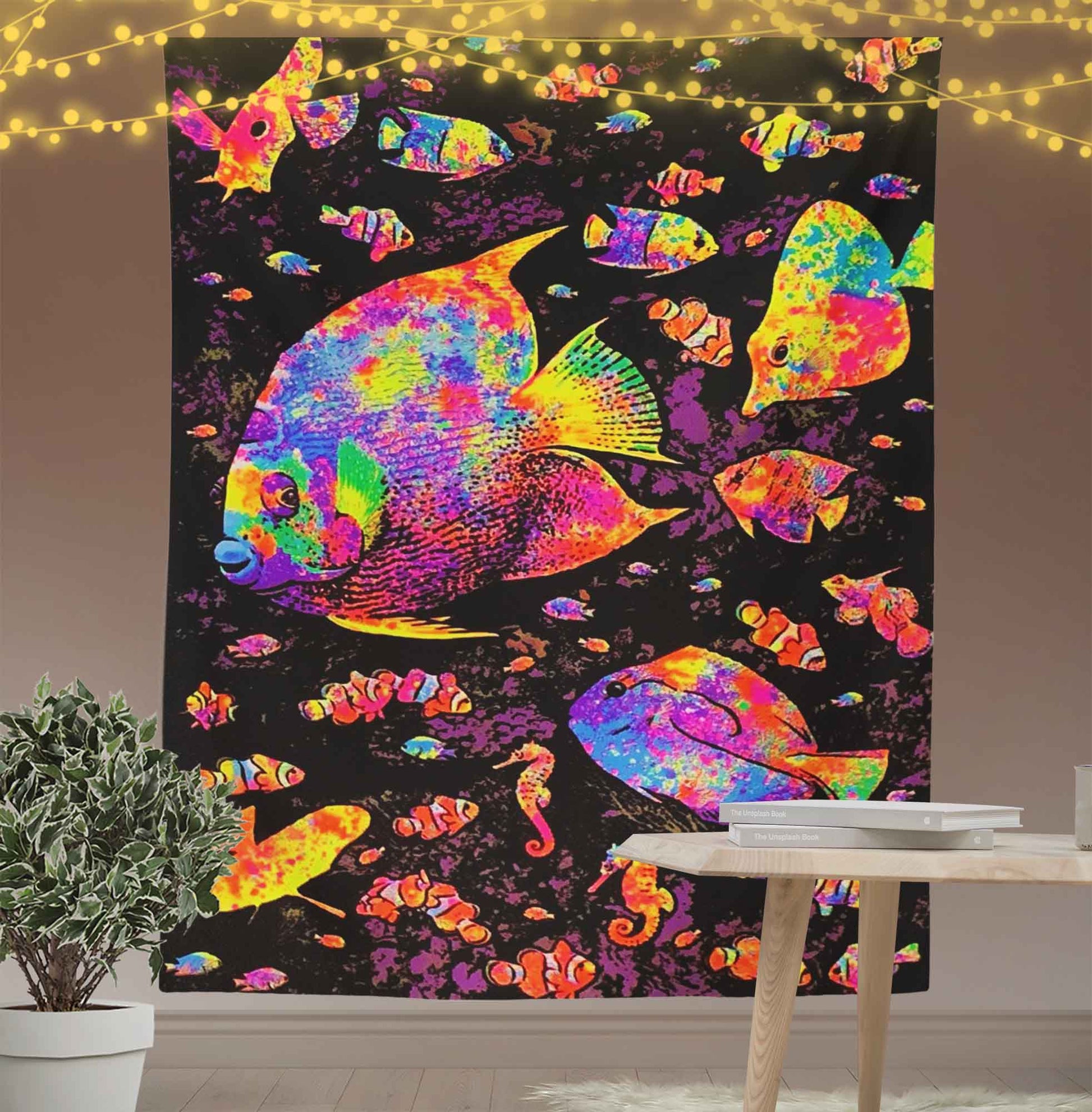 Psychedelic Sea Fish Tapestry-Taspetry-Wallarts Lab-100cm * 150cm-Monkey Ninja