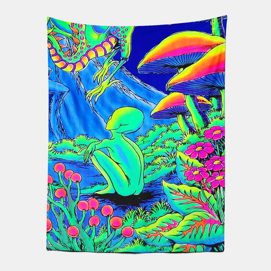 Psychedelic Aliens In The Garden Tapestry-Taspetry-Wallarts Lab-100cm * 150cm-Monkey Ninja