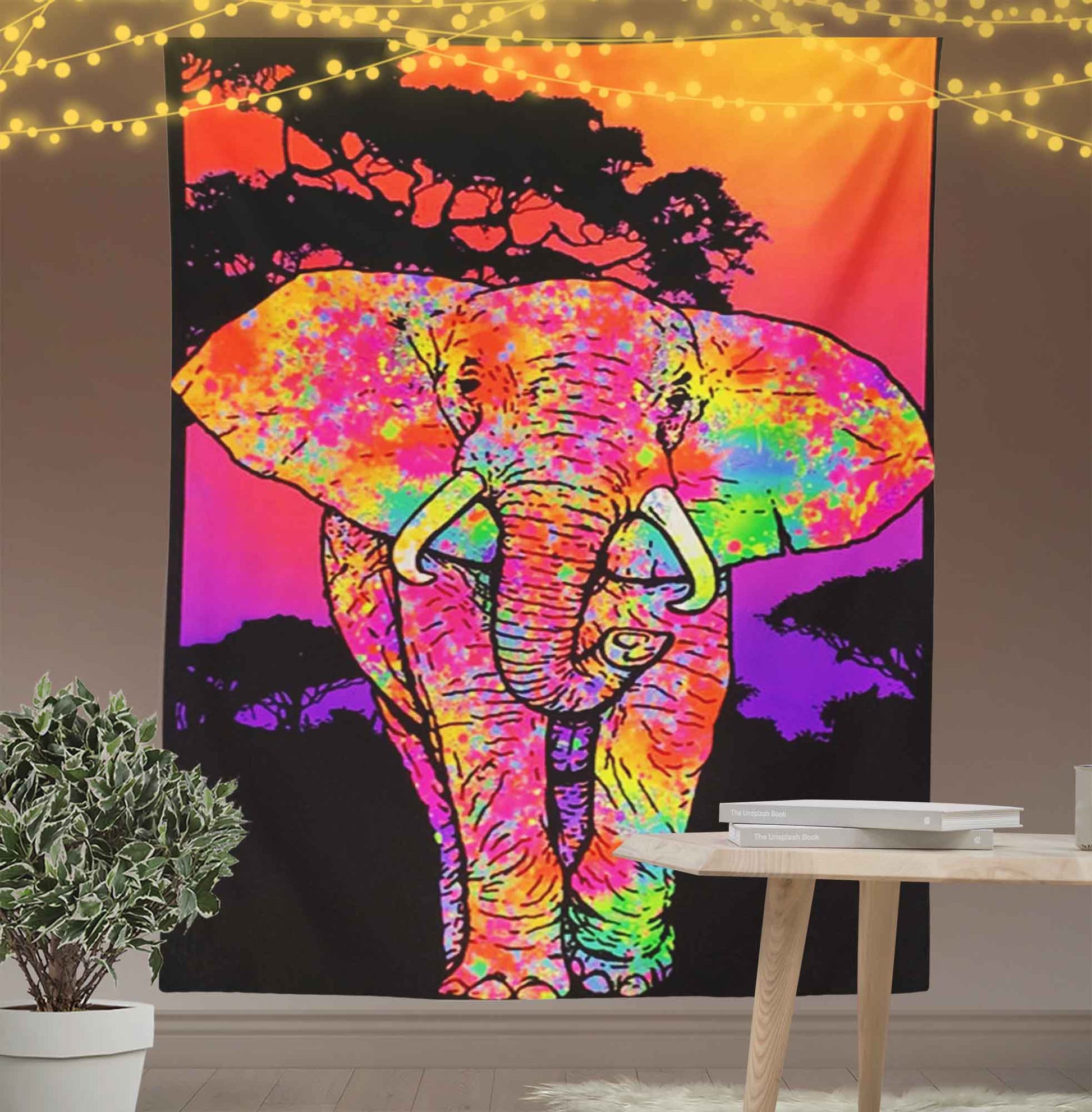 Glowing African Elephant Tapestry-Taspetry-Wallarts Lab-100cm * 150cm-Monkey Ninja