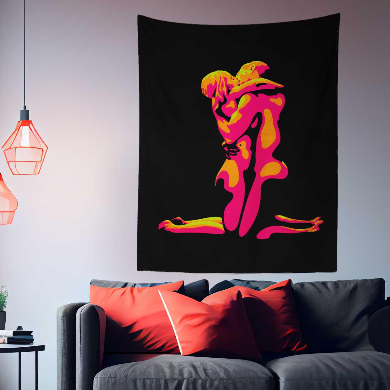 Flaming Kissing Lover Tapestry-Taspetry-Wallarts Lab-100cm * 150cm-Monkey Ninja