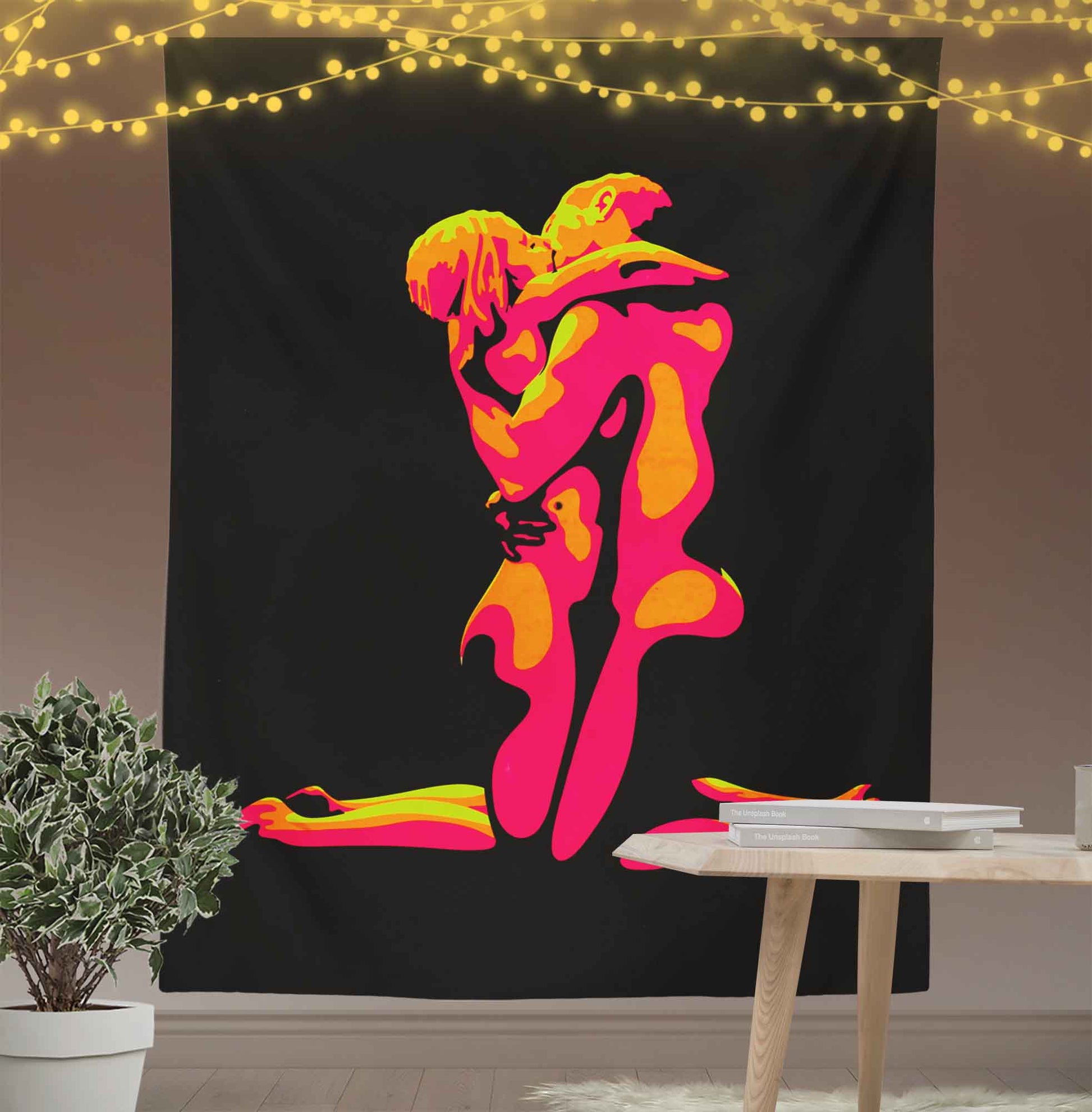 Flaming Kissing Lover Tapestry-Taspetry-Wallarts Lab-100cm * 150cm-Monkey Ninja