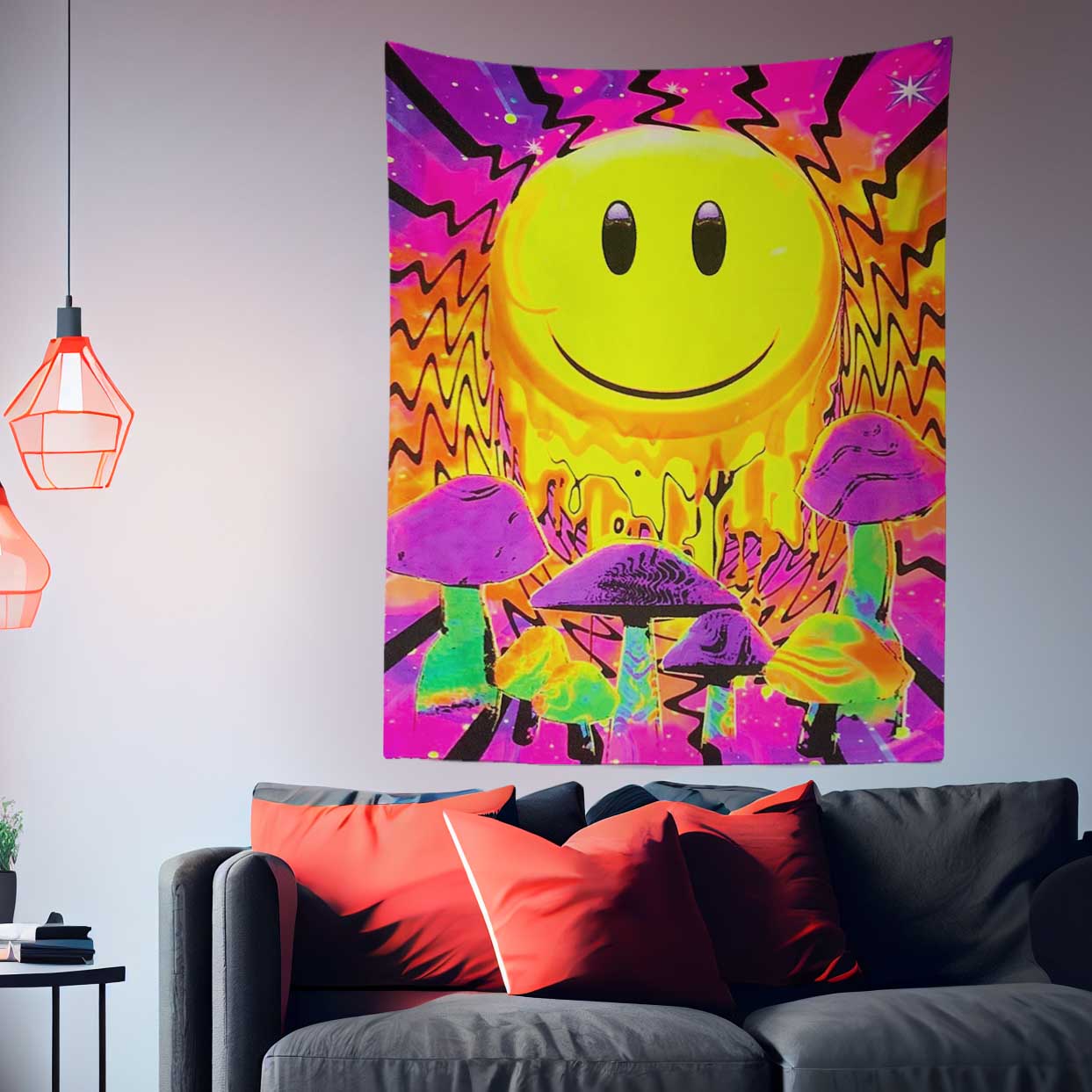 Trippy Smile and Mushroom Tapestry-Taspetry-Wallarts Lab-100cm * 150cm-Monkey Ninja