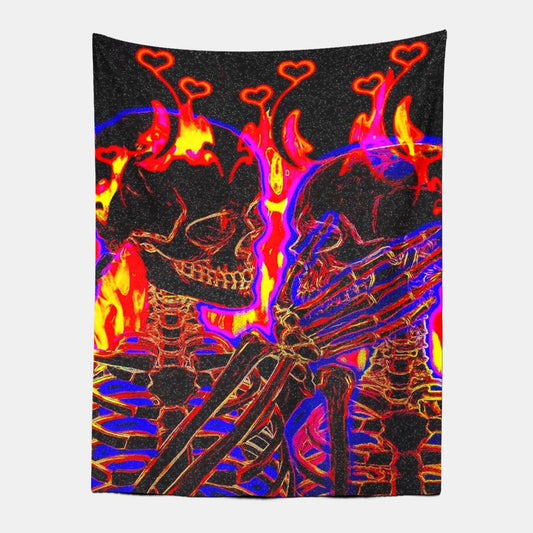 Flaming Skull Lover Tapestry-Taspetry-Wallarts Lab-100cm * 150cm-Monkey Ninja