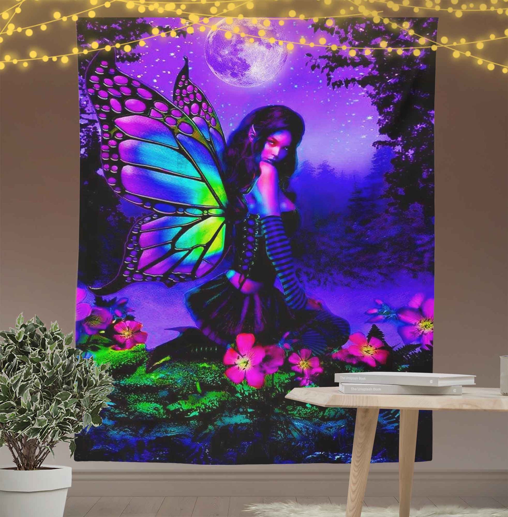 Full Moon Fairy Garden Tapestry-Taspetry-Wallarts Lab-100cm * 150cm-Monkey Ninja