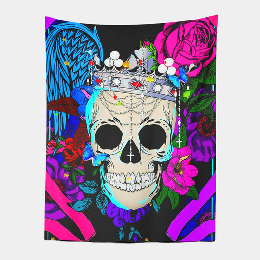 Gothic Floral Skull Wall Art Tapestry-Taspetry-Wallarts Lab-100cm * 150cm-Monkey Ninja