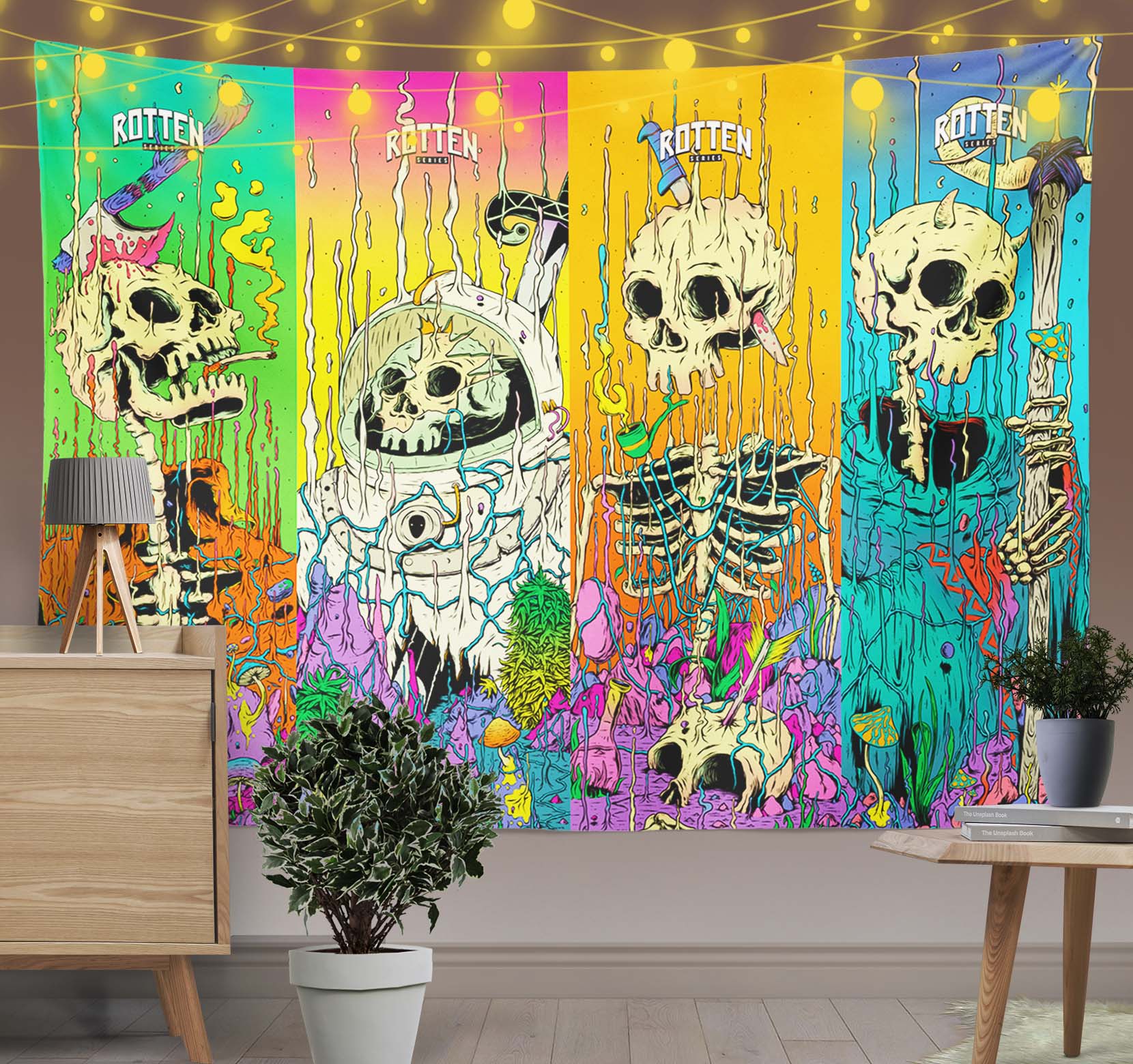 Psychedelic Skull Wall Art Tapestry-Taspetry-Wallarts Lab-100cm * 150cm-Monkey Ninja
