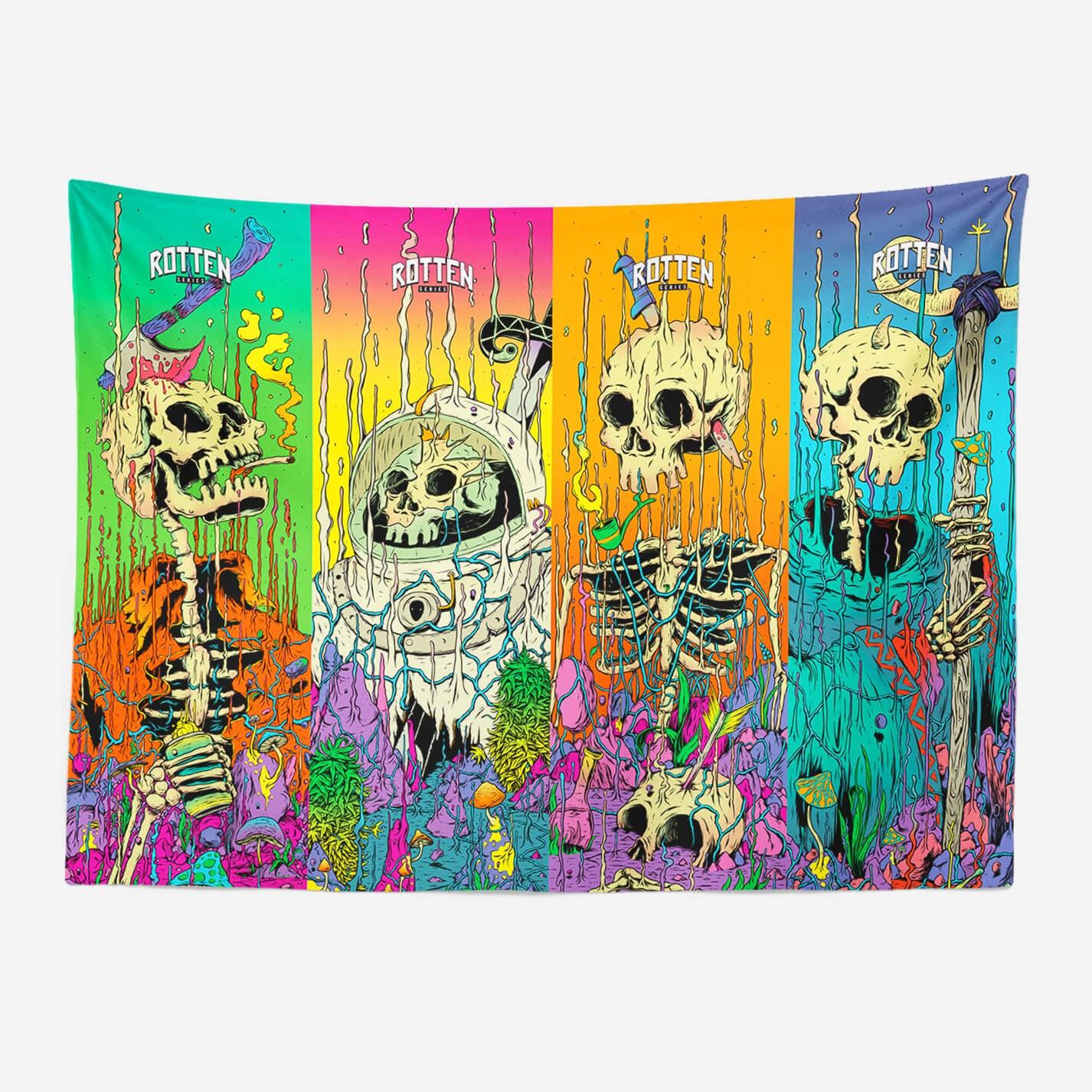 Psychedelic Skull Wall Art Tapestry-Taspetry-Wallarts Lab-100cm * 150cm-Monkey Ninja