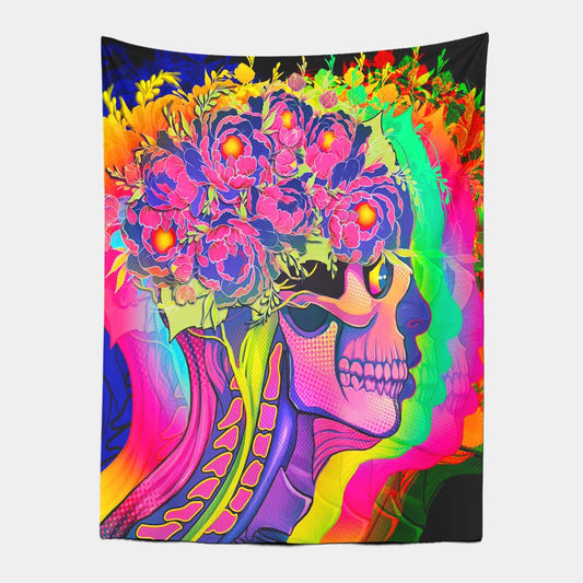 Floral Skeleton Tapestry-Taspetry-Wallarts Lab-100cm * 150cm-Monkey Ninja