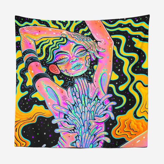 Psychedelic Girl Tapestry-Taspetry-Wallarts Lab-150cm * 150cm-Monkey Ninja