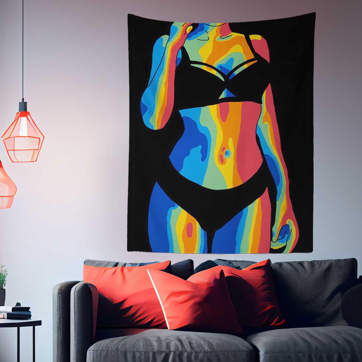 Colorful Girls Body Tapestry-Taspetry-Wallarts Lab-100cm * 150cm-Monkey Ninja