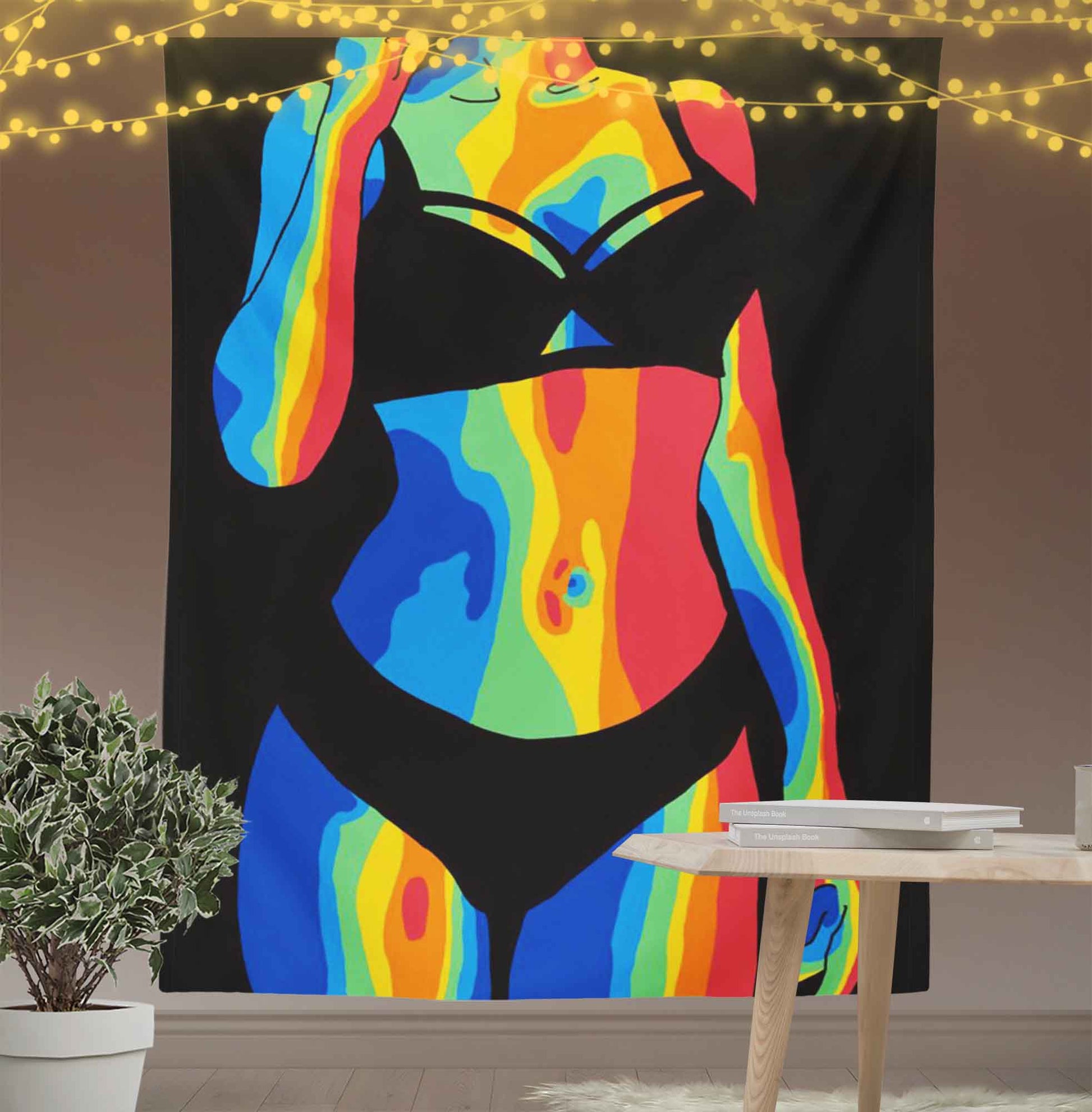 Colorful Girls Body Tapestry-Taspetry-Wallarts Lab-100cm * 150cm-Monkey Ninja