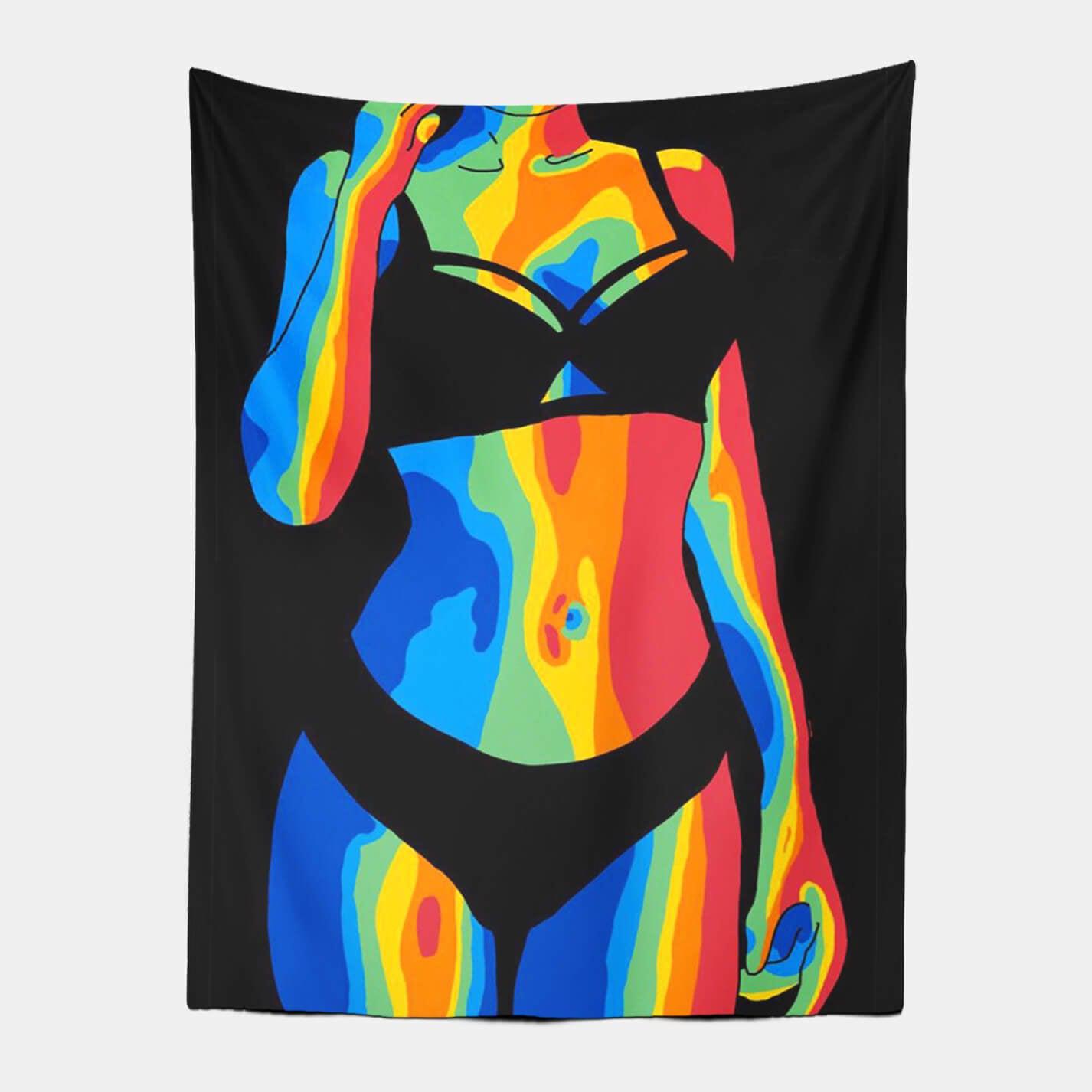 Colorful Girls Body Tapestry-Taspetry-Wallarts Lab-100cm * 150cm-Monkey Ninja