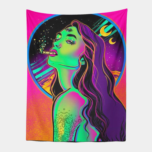 Bohemian Smoking Girl Tapestry-Taspetry-Wallarts Lab-100cm * 150cm-Monkey Ninja