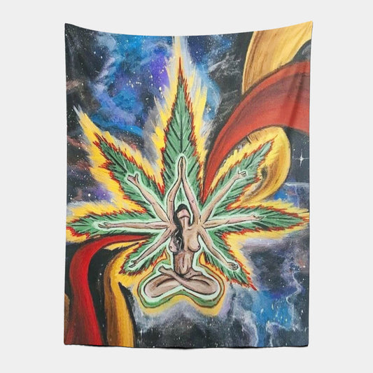 Hemp Leaf Prayer Wall Art Tapestry-Taspetry-Wallarts Lab-100cm * 150cm-Monkey Ninja