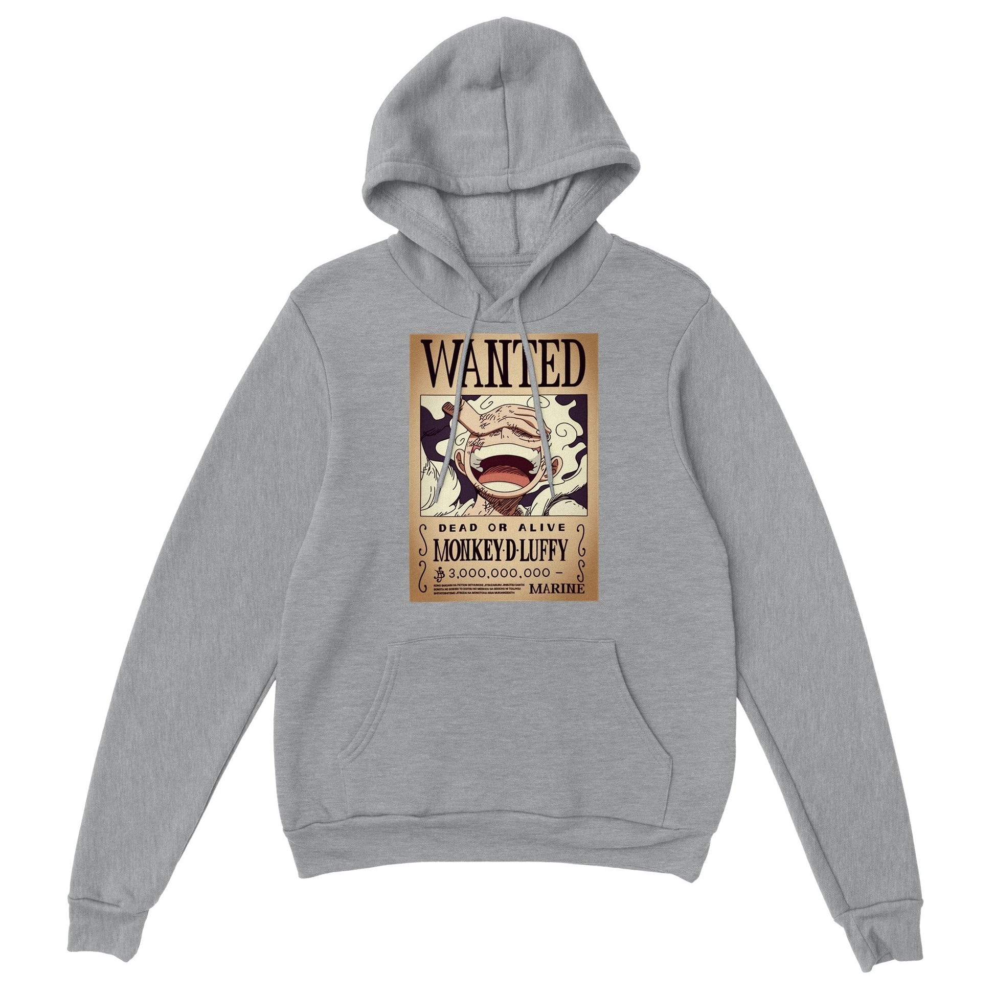 One Piece | Luffy Wanted | Anime Hoodie (Unisex)-Hoodie-Monkey Ninja-Grey-S-Monkey Ninja