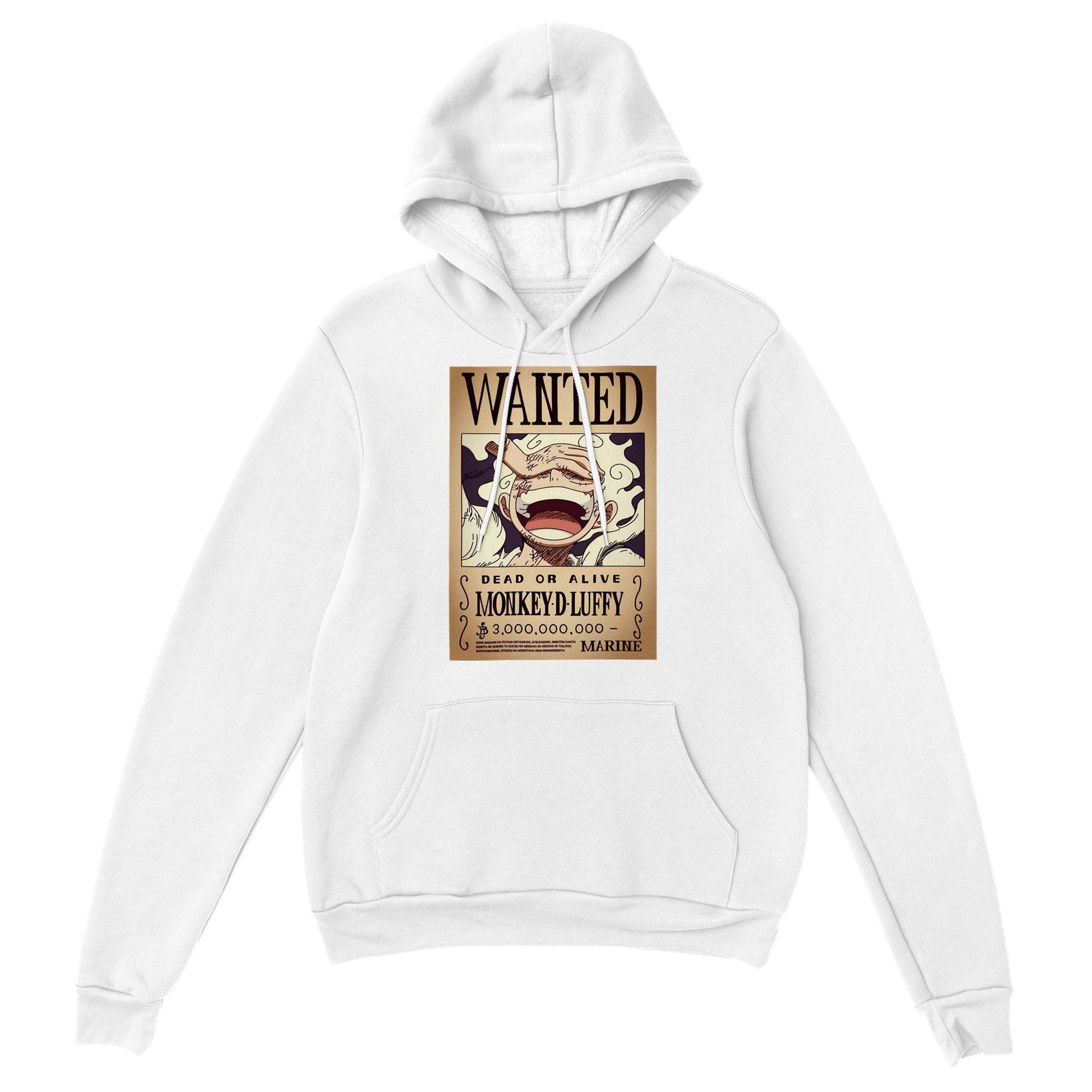 One Piece | Luffy Wanted | Anime Hoodie (Unisex)-Hoodie-Monkey Ninja-White-S-Monkey Ninja