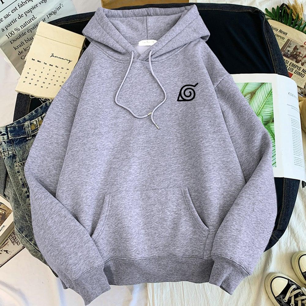 Naruto Leaf Village Symbol Hoodie-Clothing-Monkey Ninja-Gray-S-Monkey Ninja