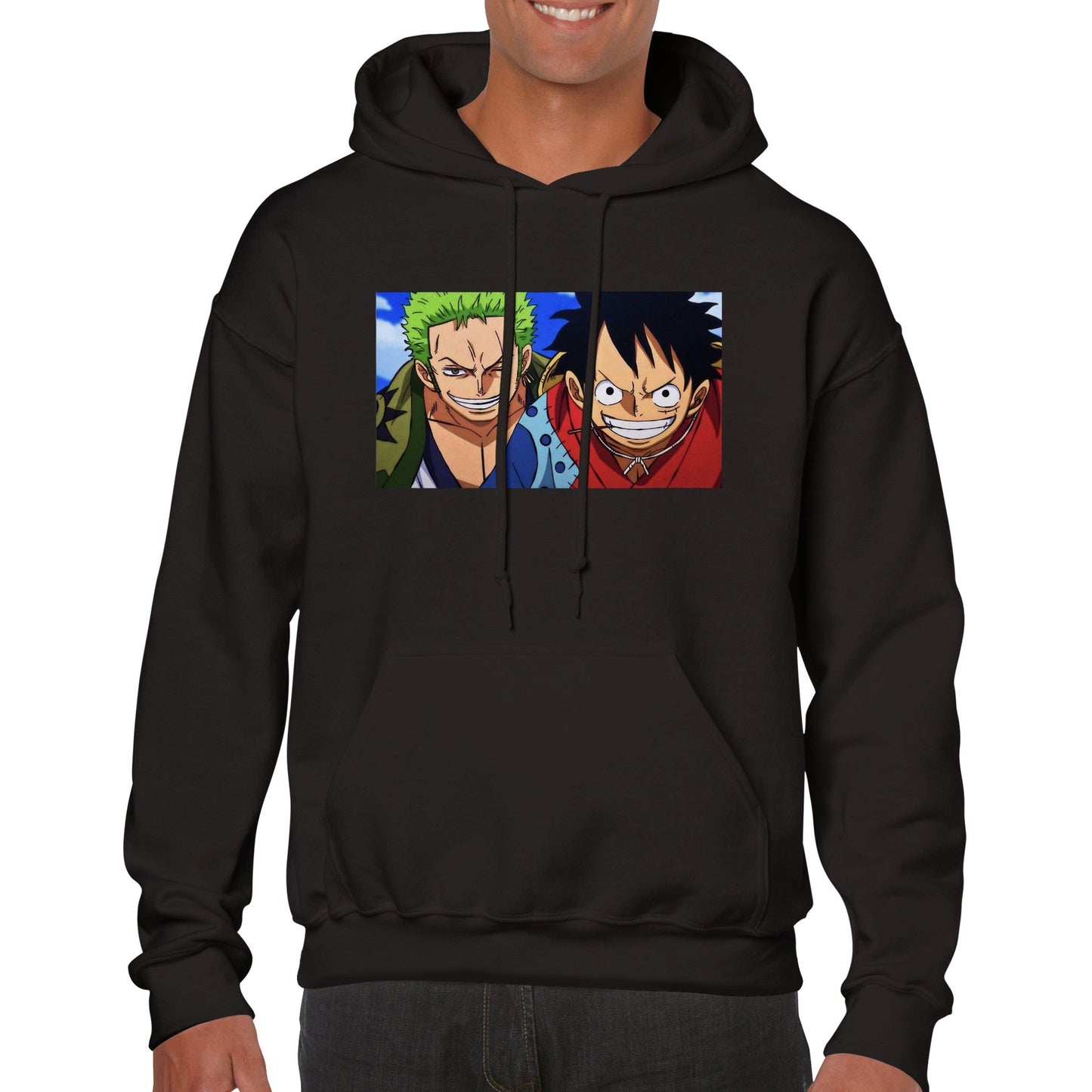 One Piece | Zoro & Luffy | Anime Hoodie (Unisex)-Hoodie-Monkey Ninja-Black-S-Monkey Ninja