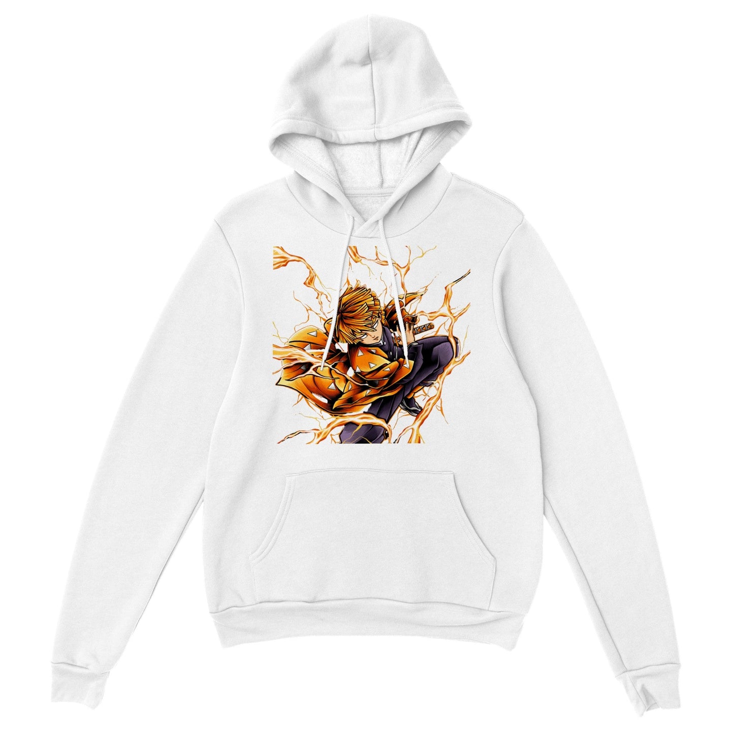 Demon Slayer | Zenitsu | Anime Hoodie (Unisex)-Hoodie-Monkey Ninja-White-S-Monkey Ninja