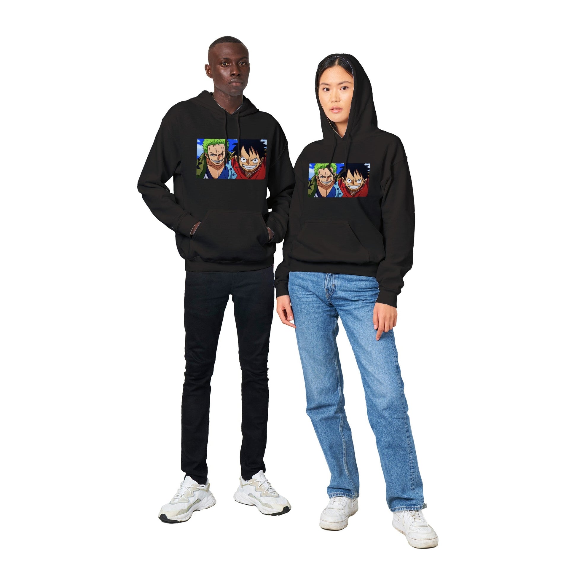 One Piece | Zoro & Luffy | Anime Hoodie (Unisex)-Hoodie-Monkey Ninja-Black-S-Monkey Ninja