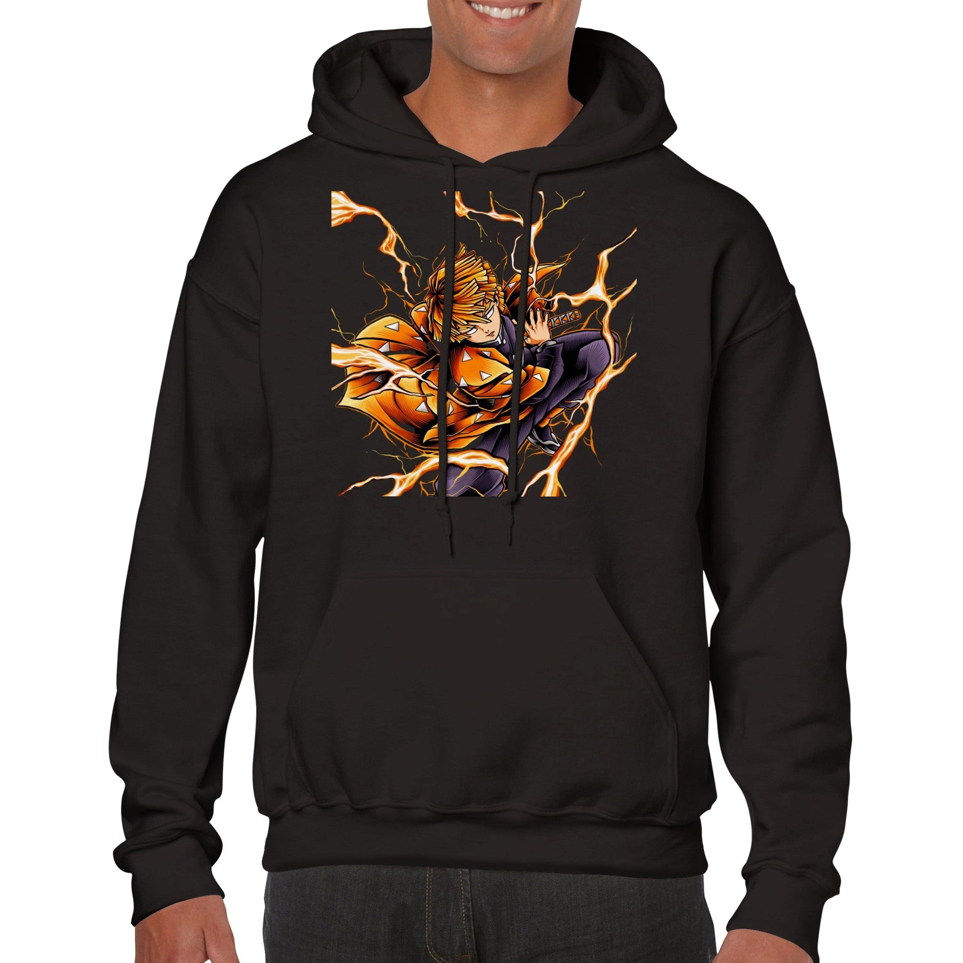 Demon Slayer | Zenitsu | Anime Hoodie (Unisex)-Hoodie-Monkey Ninja-Black-S-Monkey Ninja