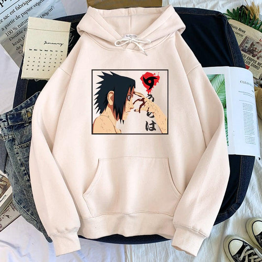 Naruto Sasuke Uchiha Hoodie-Clothing-Monkey Ninja-Beige-S-Monkey Ninja